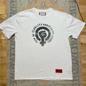 CHNGE White T-Shirt Men of Quality Don’t Fear Equality Size Large Cotton Unisex